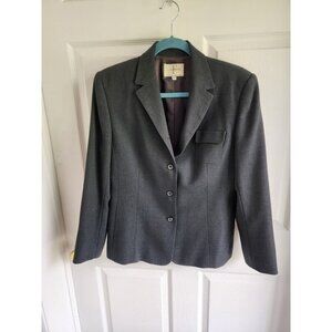 F Carriere Sandra Angelozzi SZ 42 100% Wool Dark Gray Lined Blazer  Woolmark